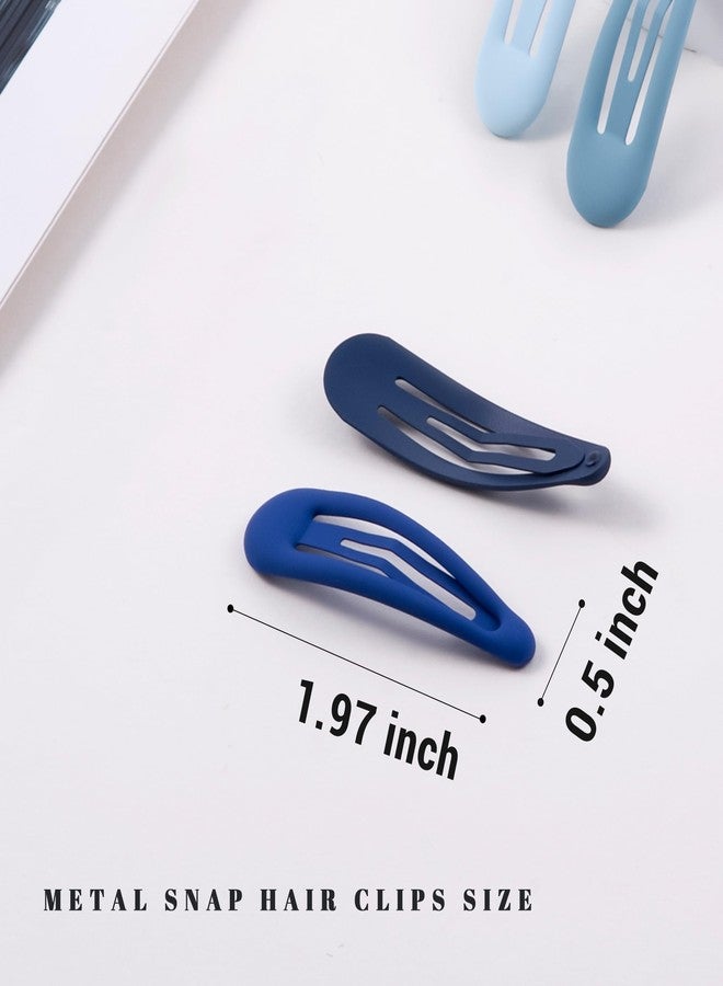 Cptots Small Hair Barrettes For Women No Slip Metal Snap Clips For Thin And Fine Hair,Matte Multiple Blue,20 PCS,1.97 x 0.5 Inch. - Image 2